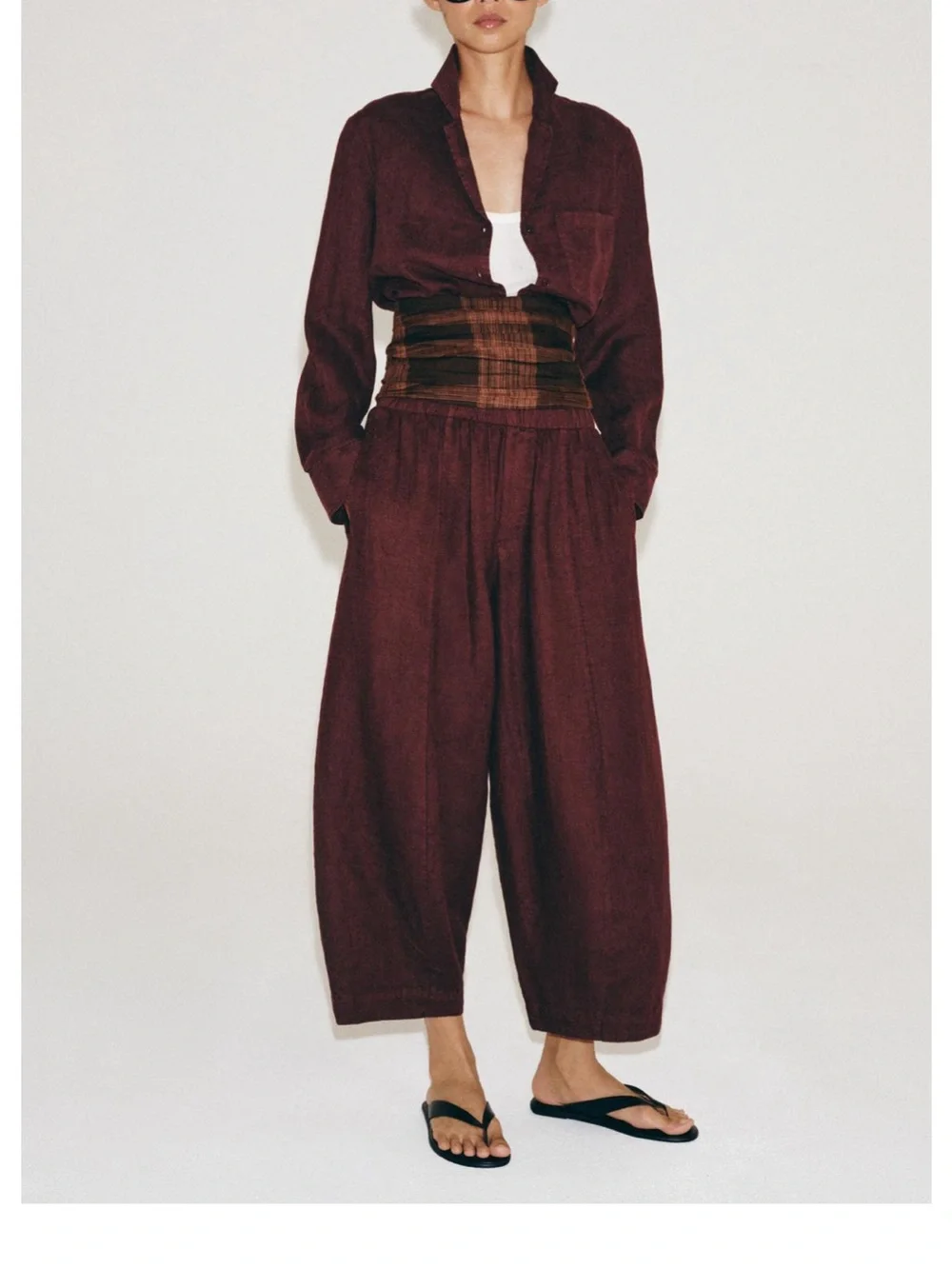 Linen barrel pant